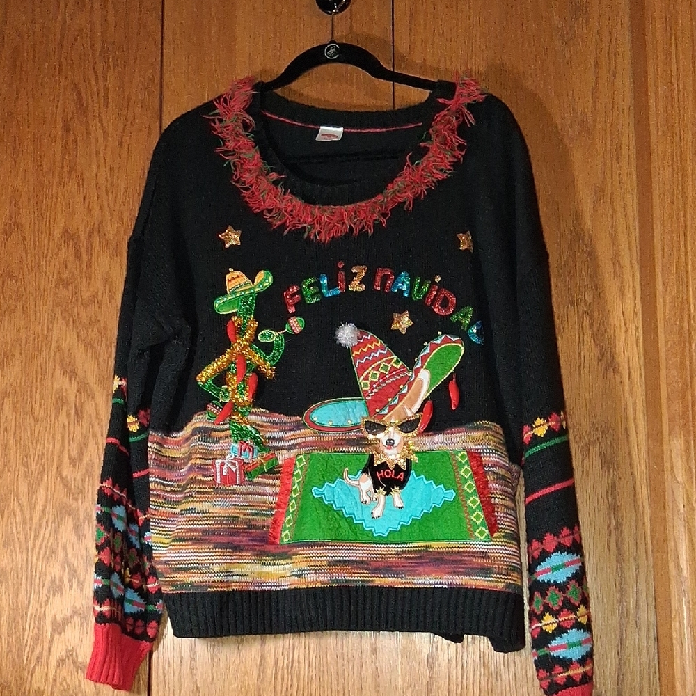 3D Feliz Navidad sweater, size XL